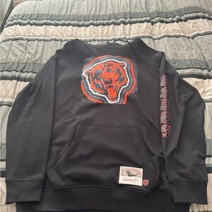 Mitchell & Ness Black Crewneck Sweatshirt with Orange & White Bear Logo